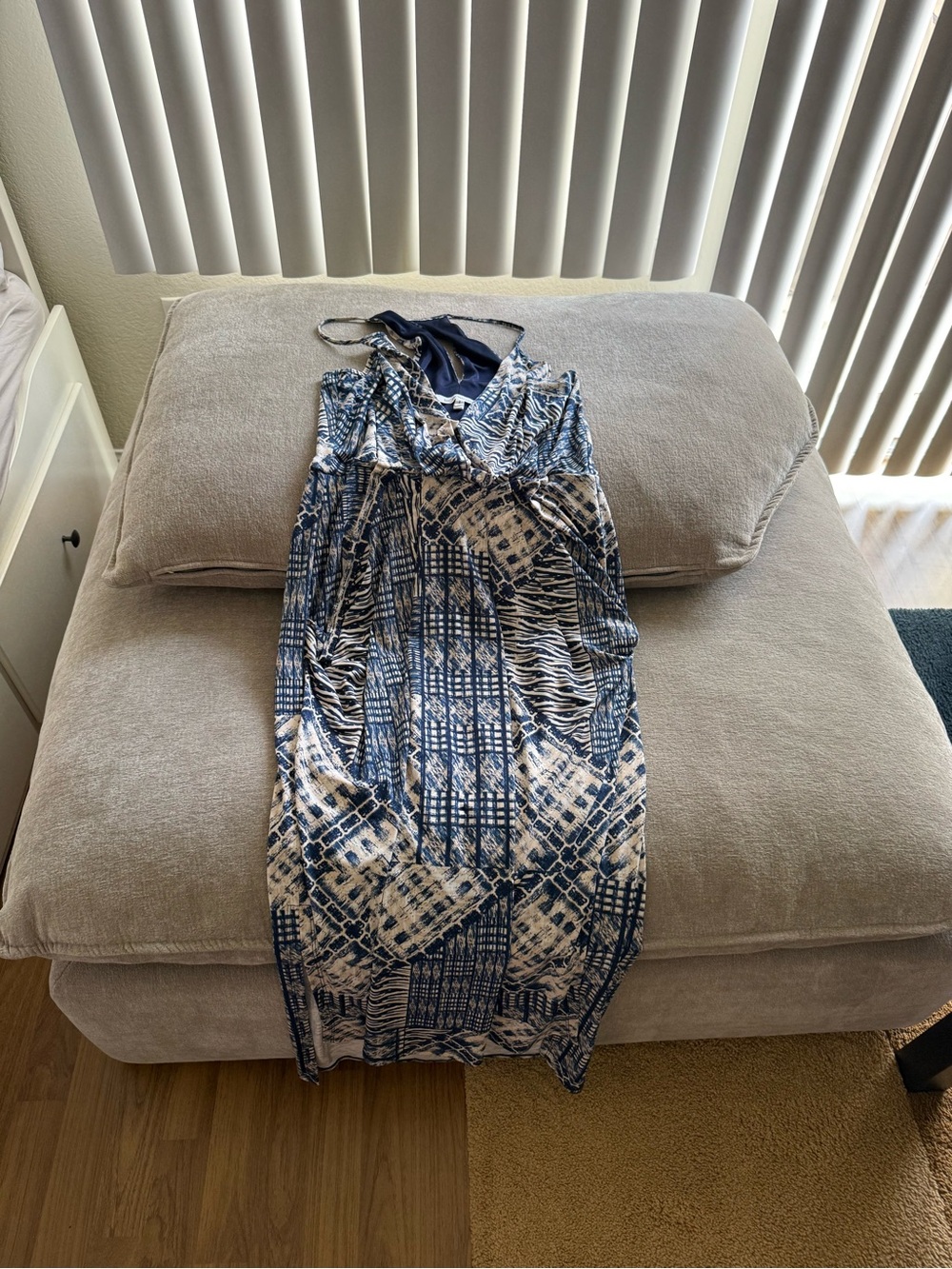 BCBGeneration Blue and White Print Maxi Dress